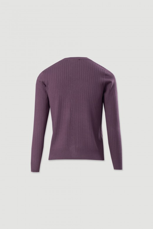 Ribbed knit cardigan with v-neckline