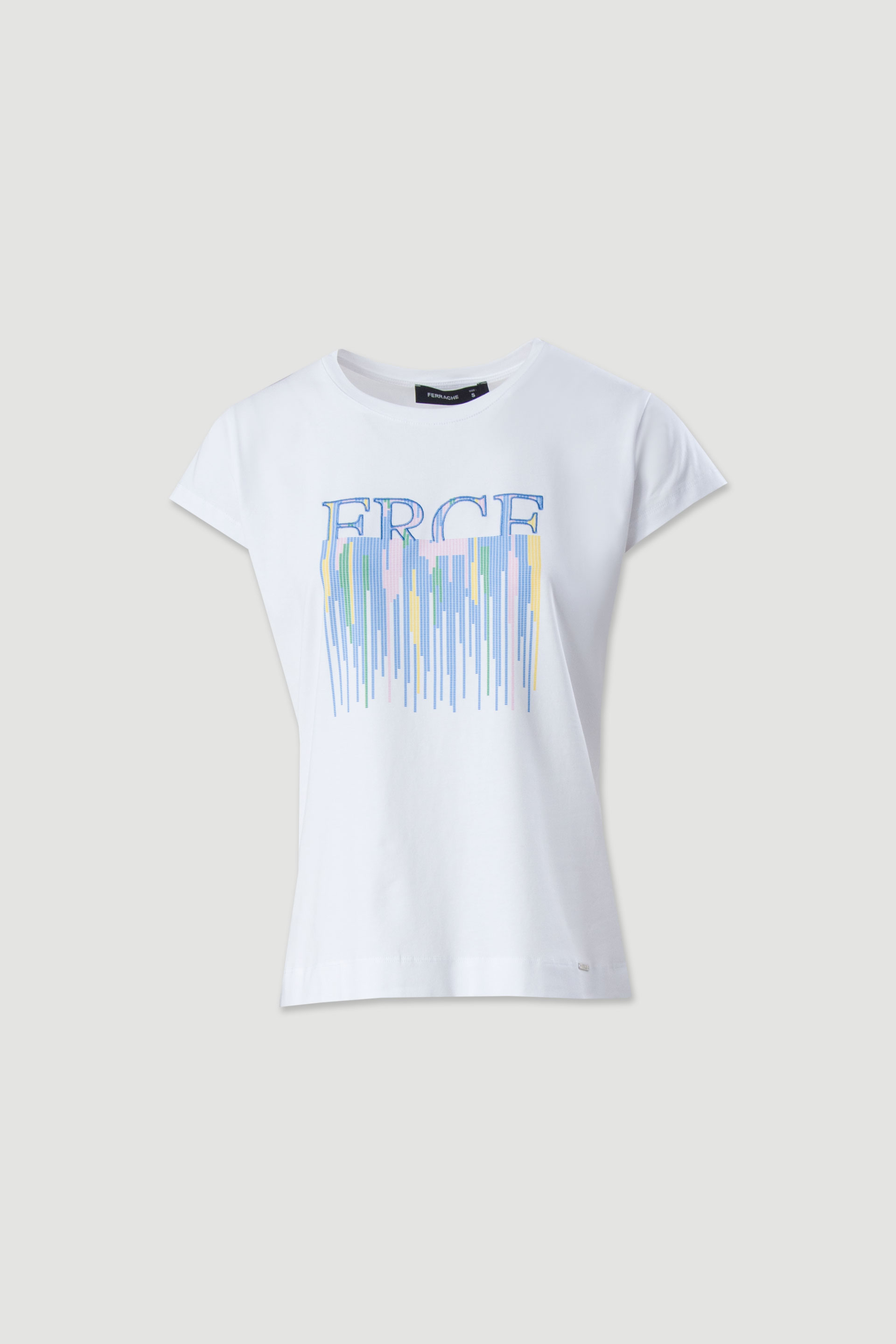 Basic cotton blend t-shirt with embroidered detail