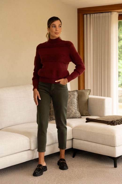 Jeans mom fit con mezcla de algodn