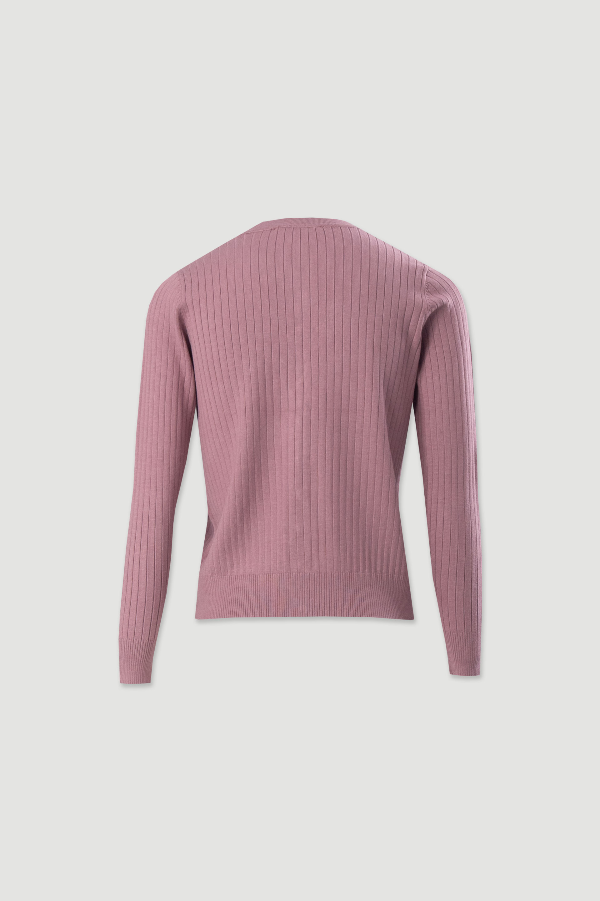 Casaco de malha canelada com decote em v