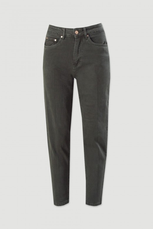 Jean coupe mom en mlange de coton