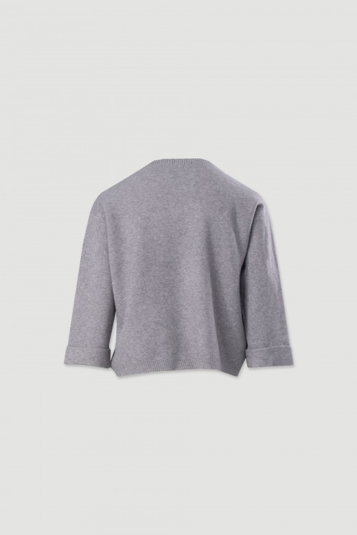 Pull en maille avec manches 3/4 et bouton