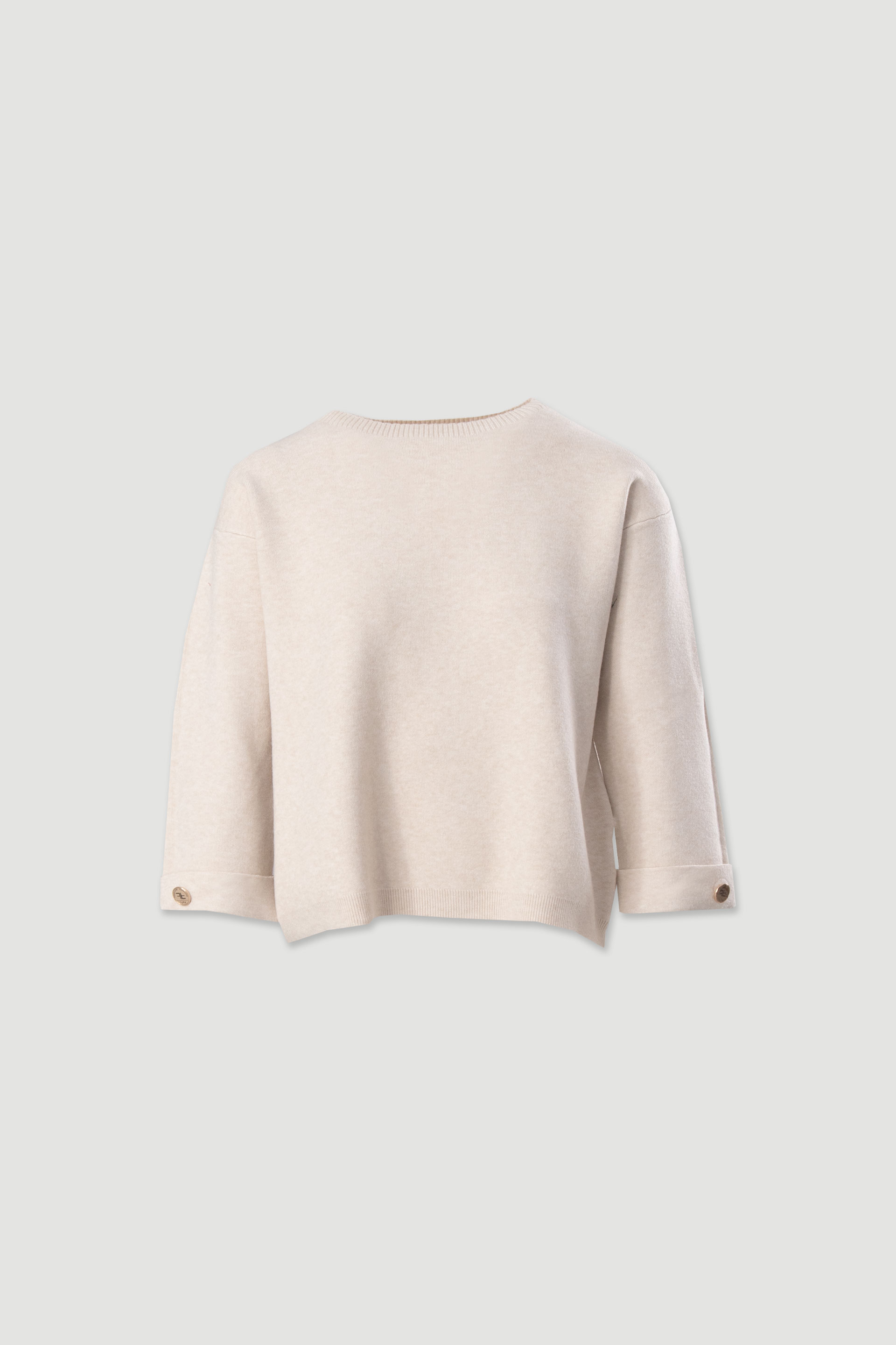 Knit sweater with 3/4 sleeves and button detail