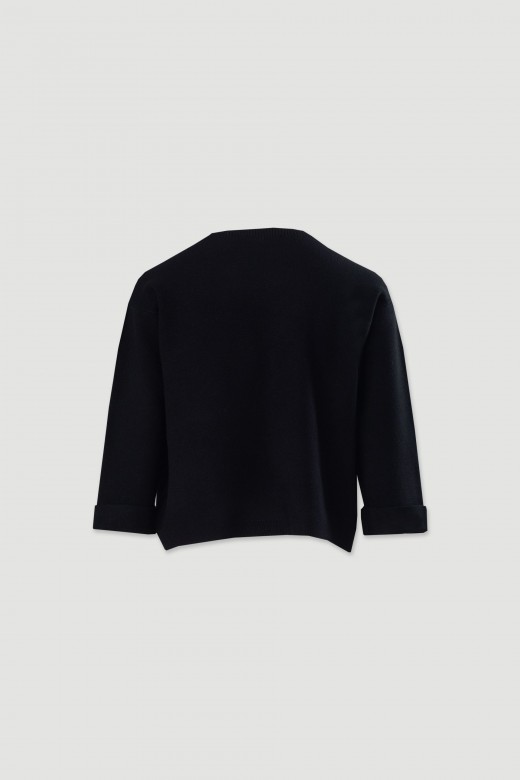 Pull en maille avec manches 3/4 et bouton