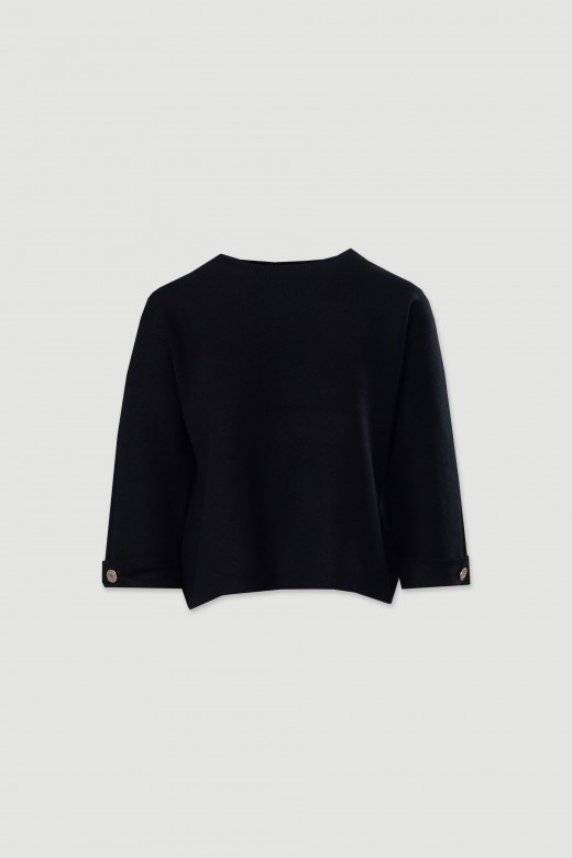 Pull en maille avec manches 3/4 et bouton