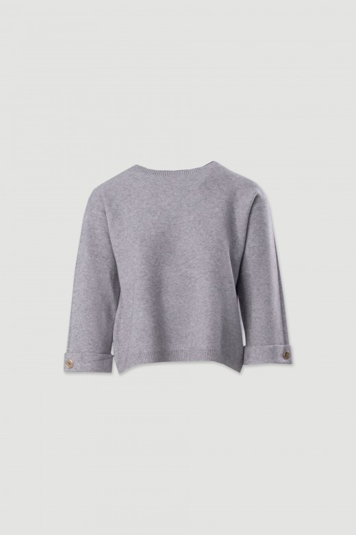 Pull en maille avec manches 3/4 et bouton