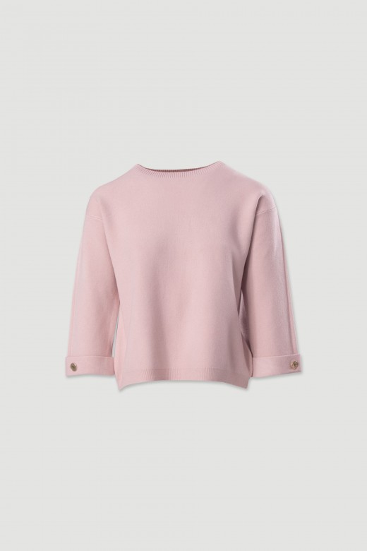 Pull en maille avec manches 3/4 et bouton