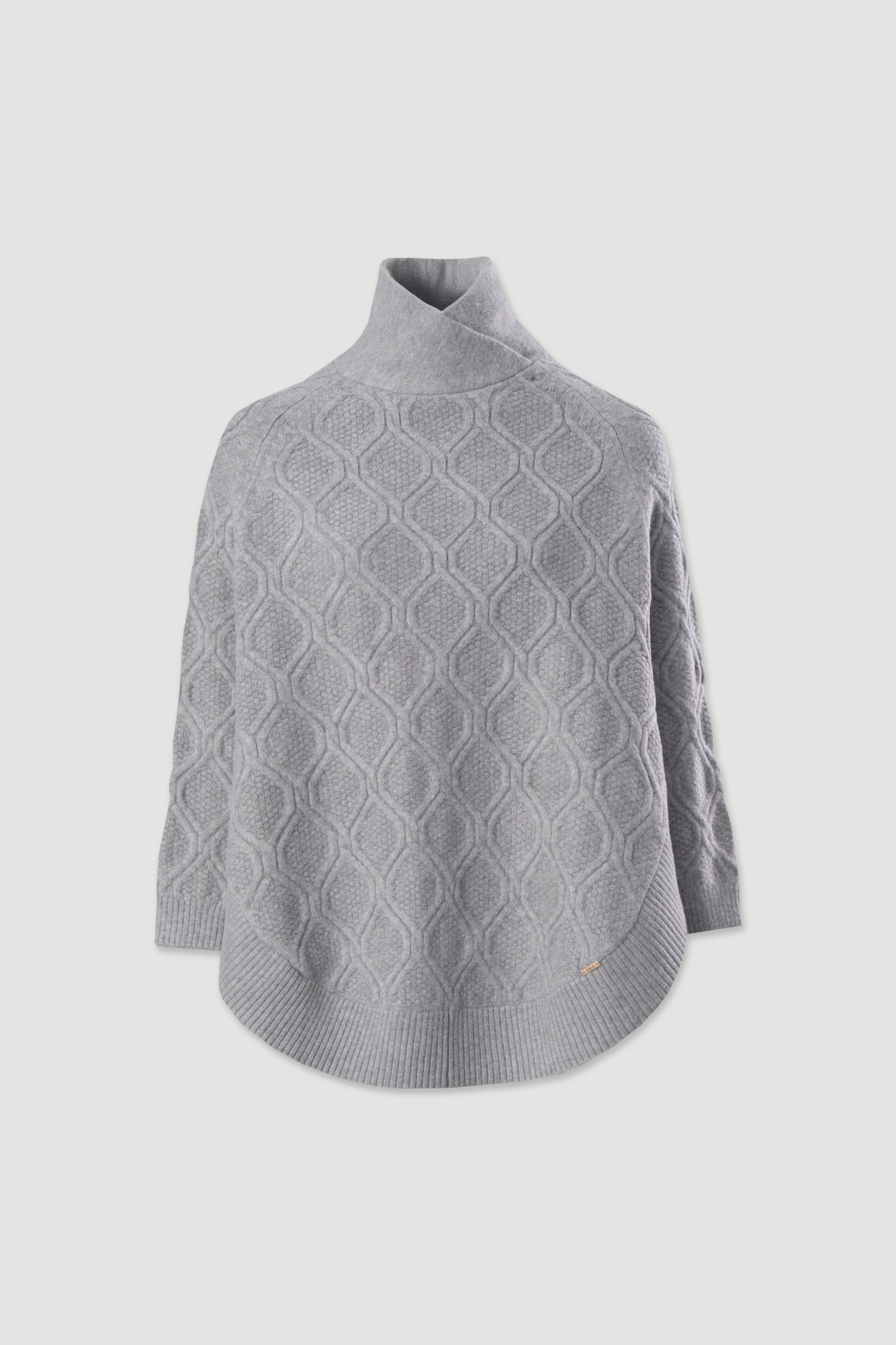 Capa de malha com efeito trabalhado e gola cruzada
