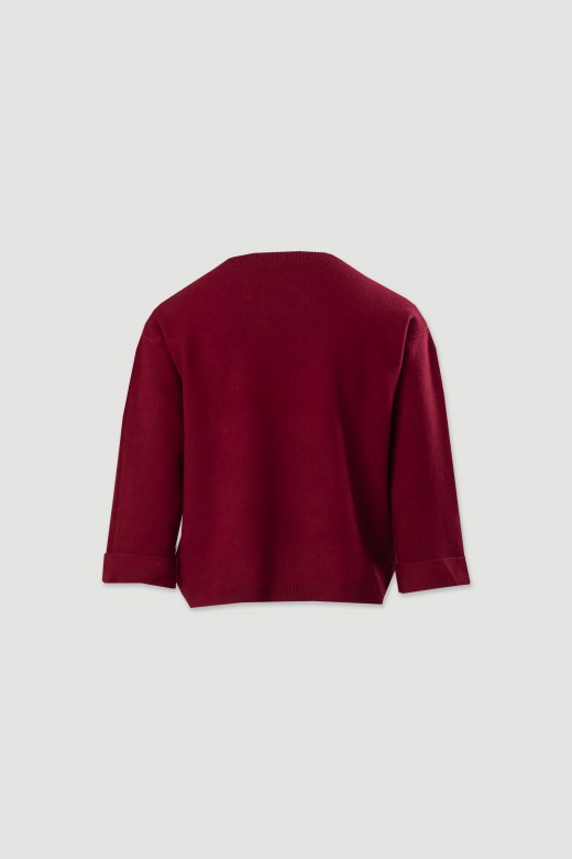 Pull en maille avec manches 3/4 et bouton