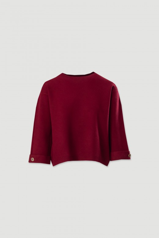 Pull en maille avec manches 3/4 et bouton