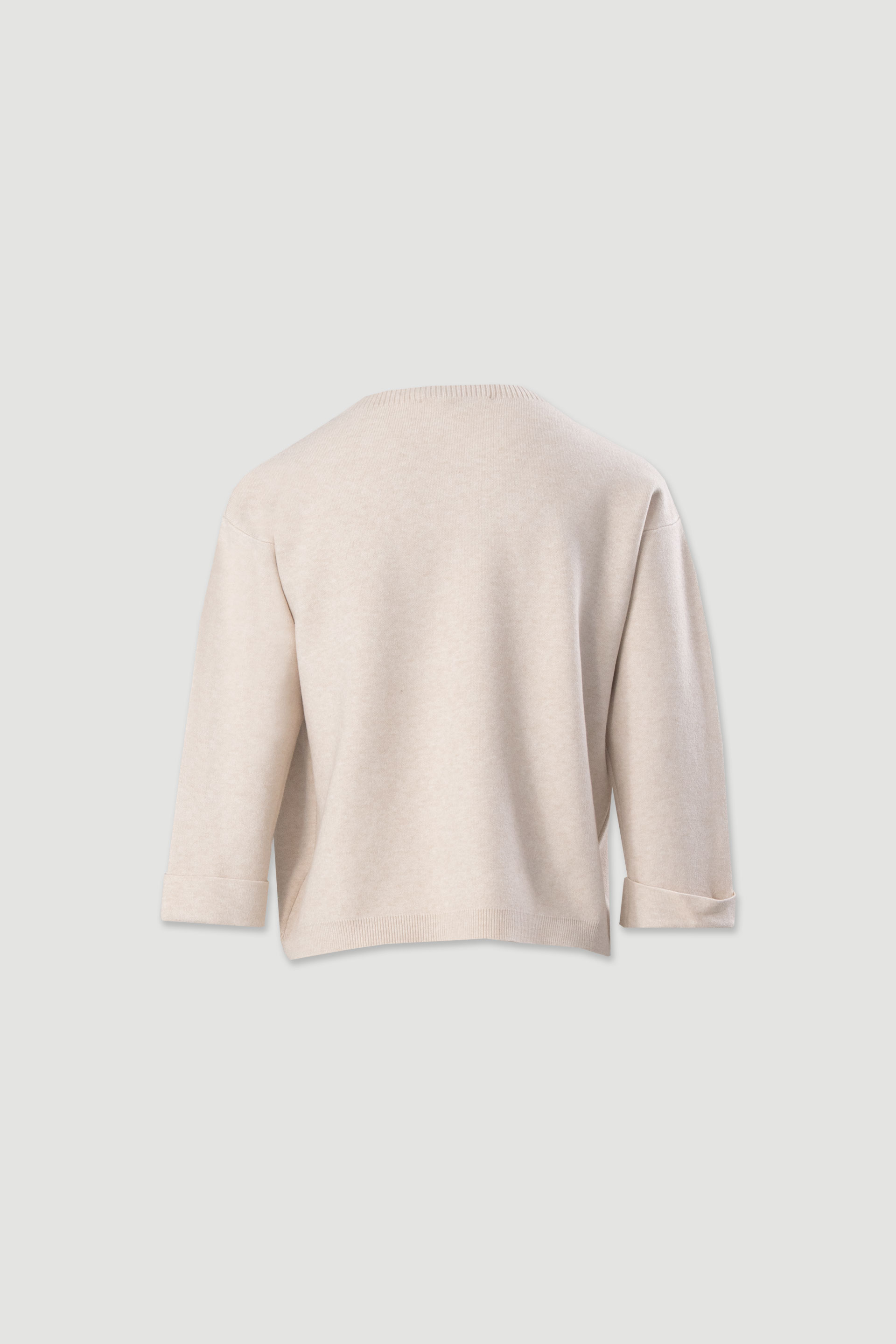 Knit sweater with 3/4 sleeves and button detail