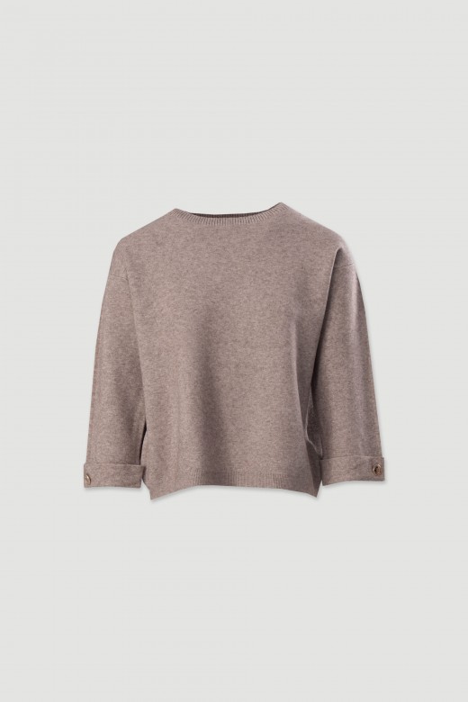 Pull en maille avec manches 3/4 et bouton