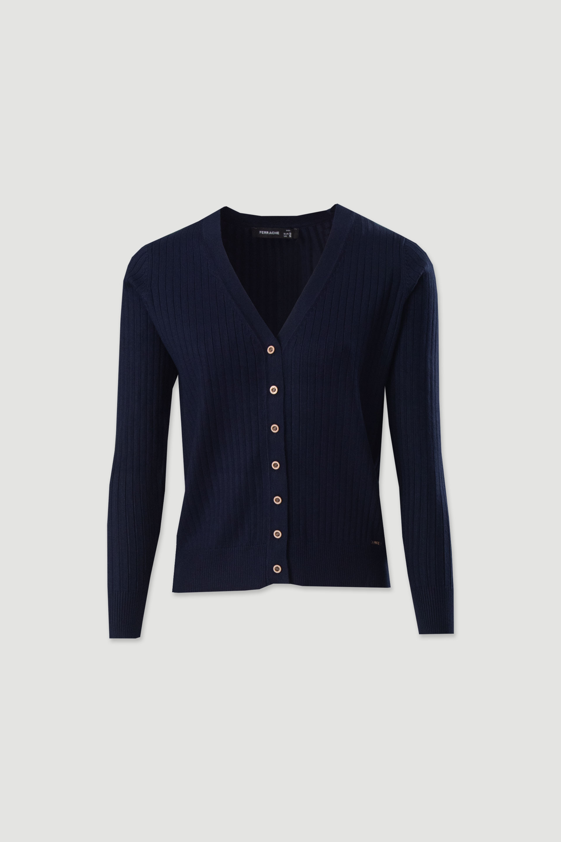 Ribbed knit cardigan with v-neckline