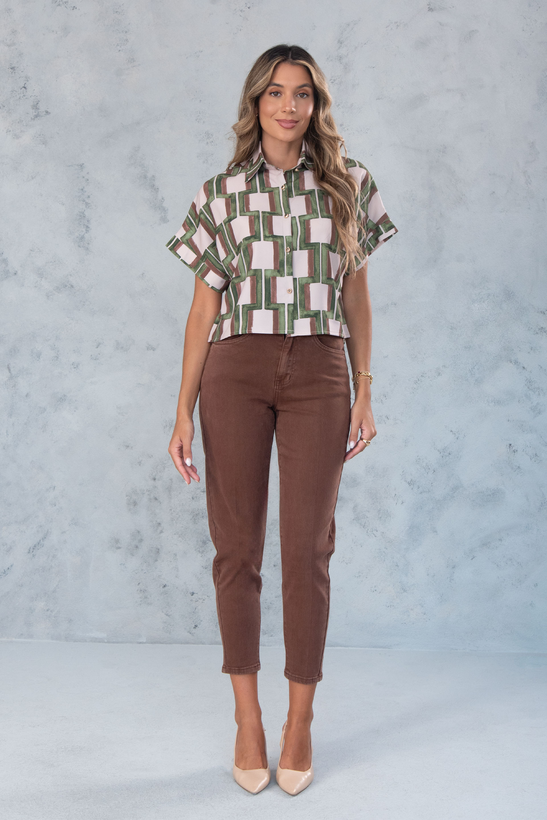 Jeans mom fit con mezcla de algodón