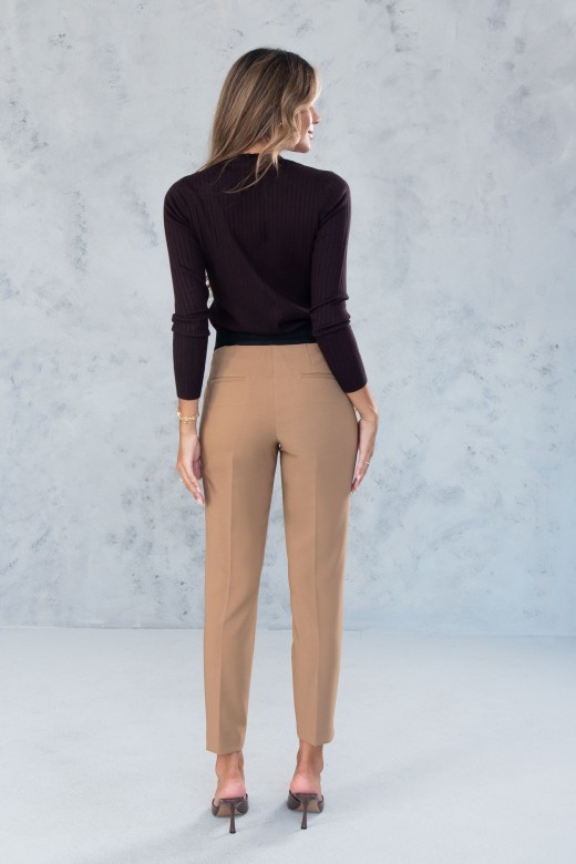 Classic high-waisted trousers with elastic belt detail