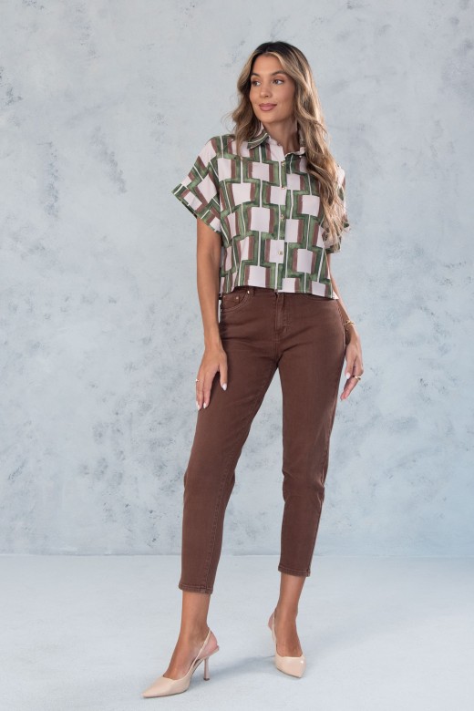 Jeans mom fit con mezcla de algodn