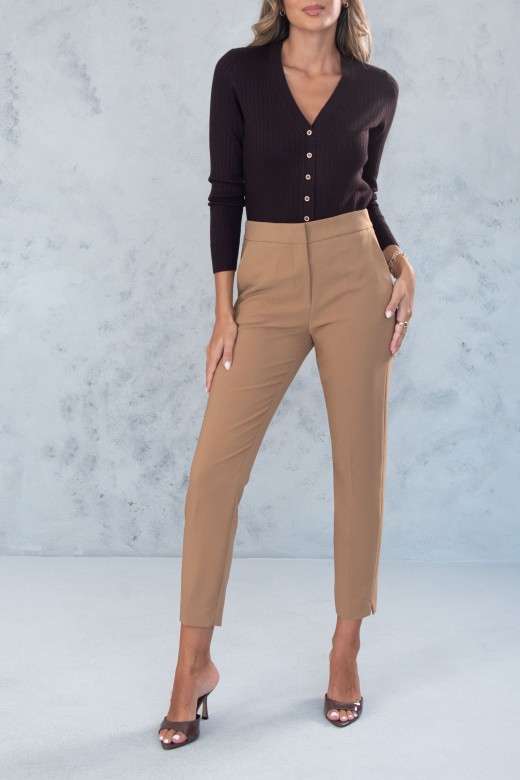 Classic high-waisted trousers with elastic belt detail