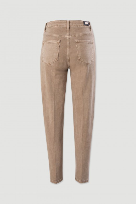 Jean coupe mom en mlange de coton
