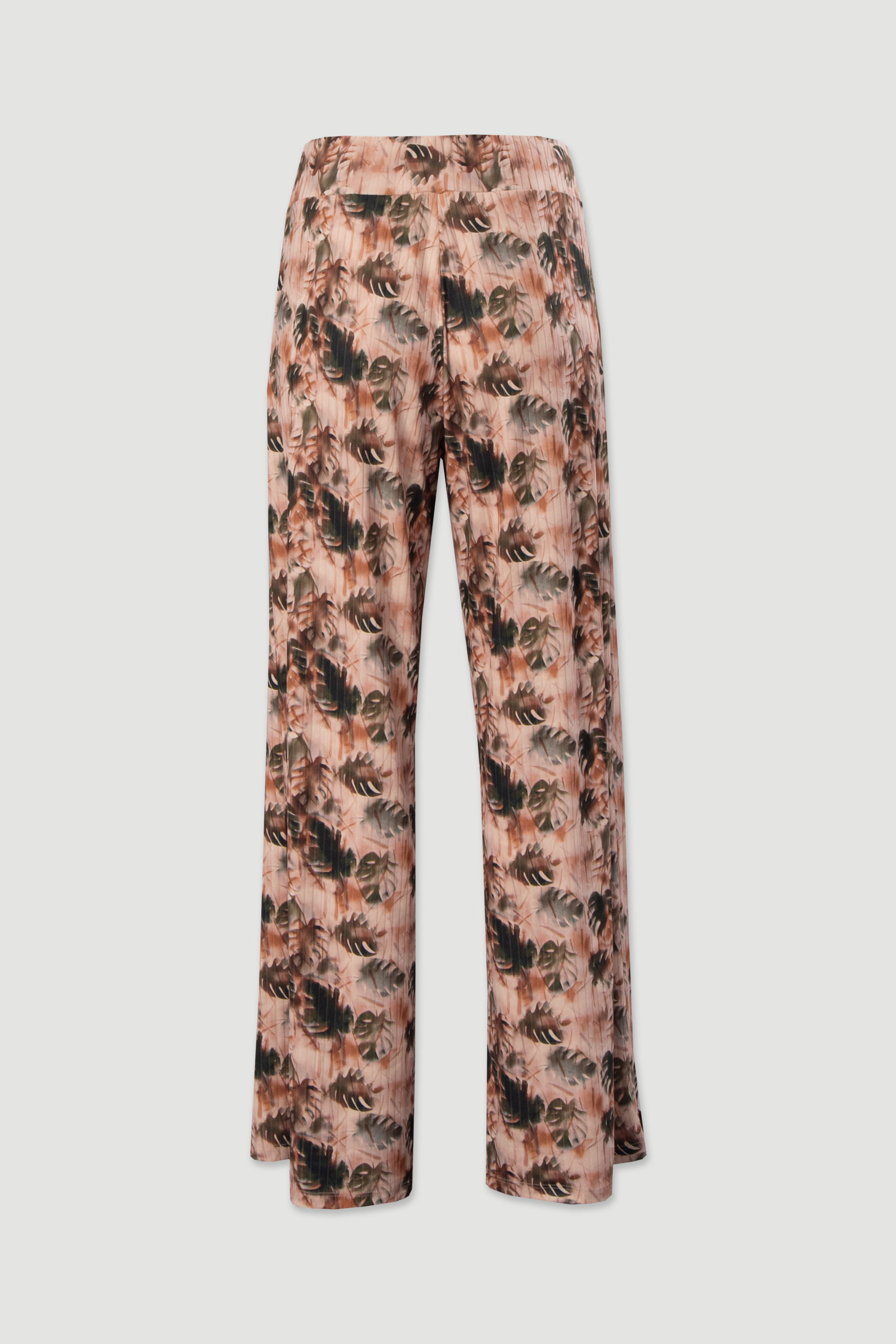 Calça de malha estampada com detalhe canelado