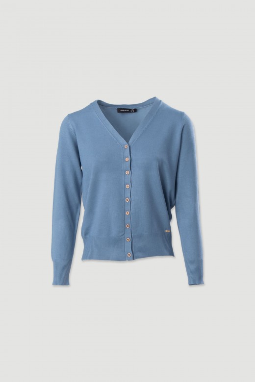 Basic knit cardigan with logo buttons