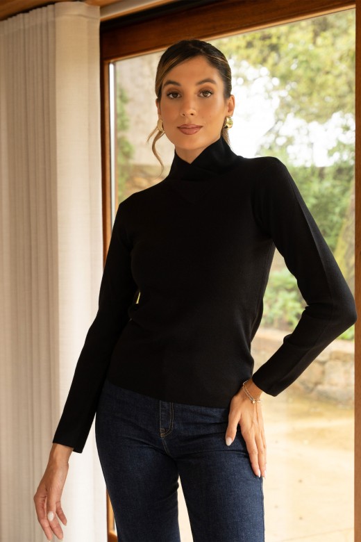 Pull en maille avec col crois