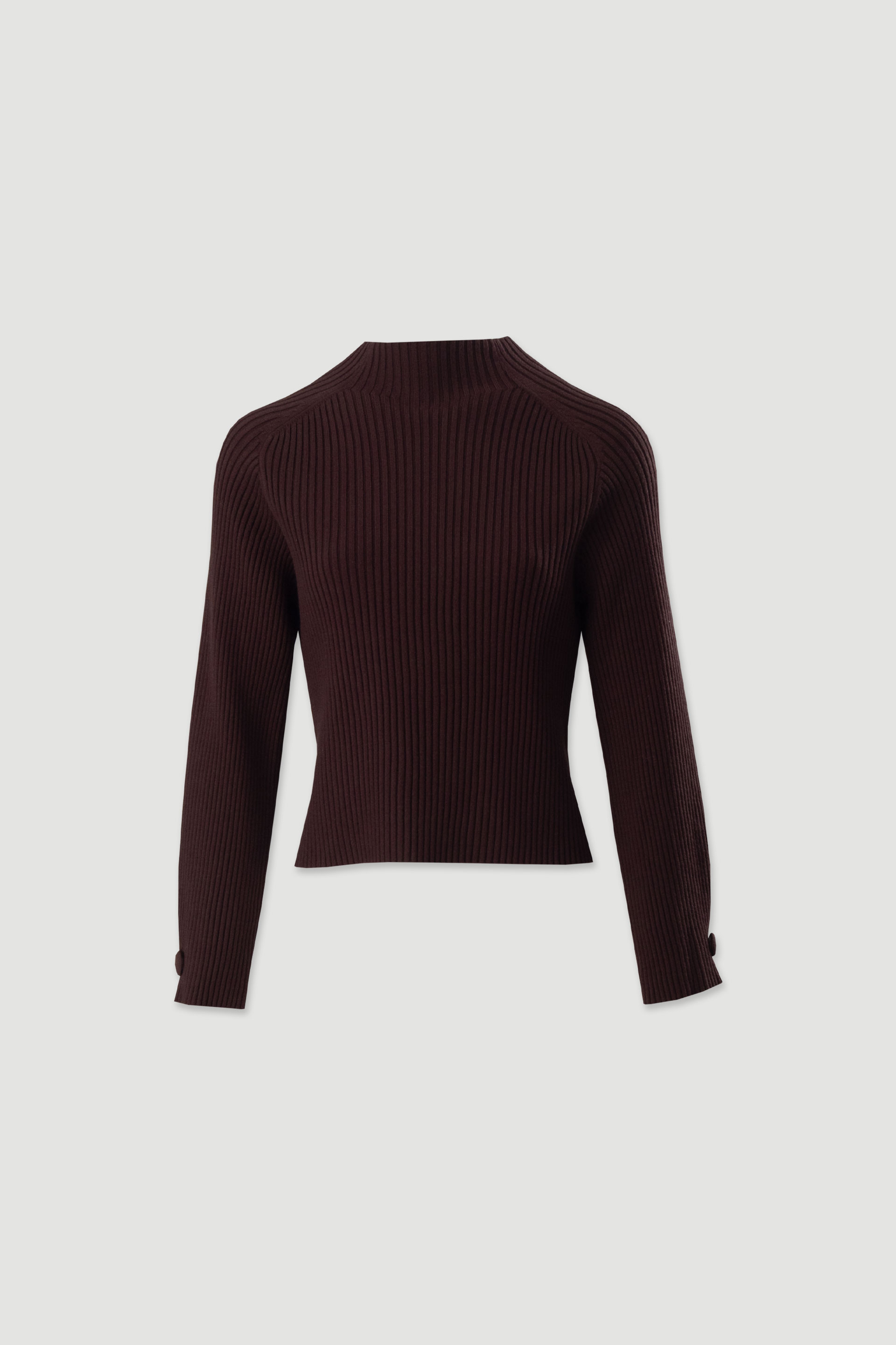 Camisola de malha canelada com botão forrado