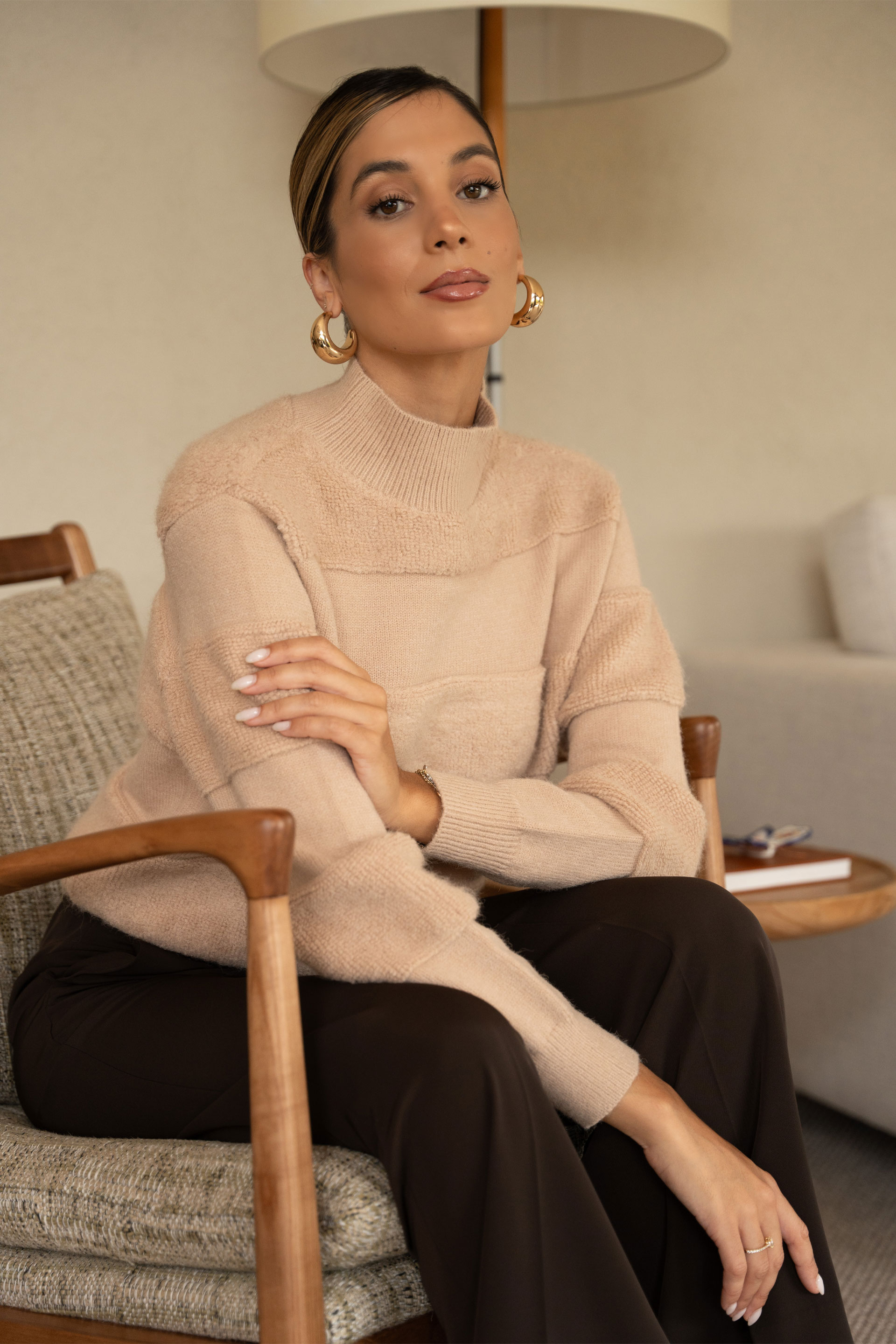 Jersey de punto con detalle efecto borreguito