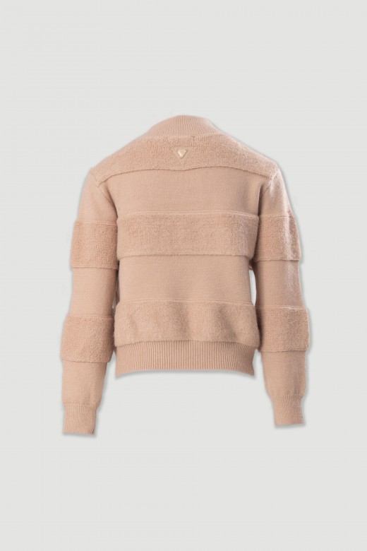 Jersey de punto con detalle efecto borreguito