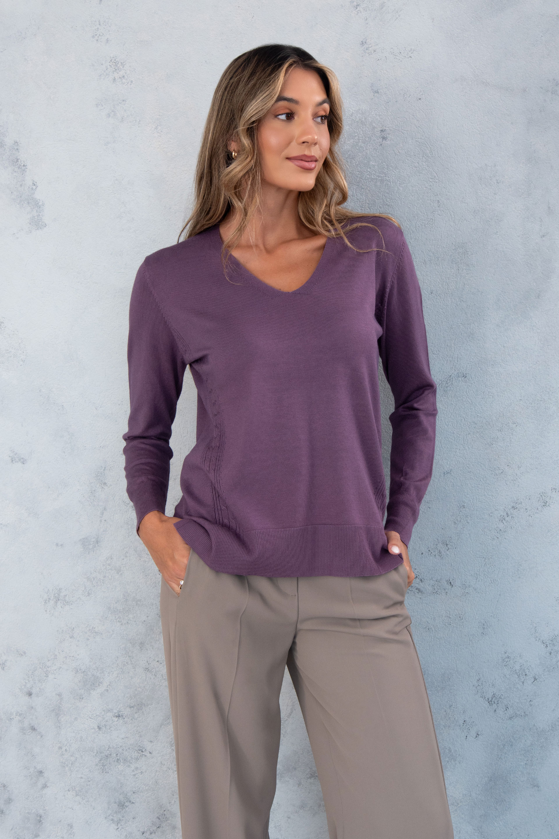 Túnica de malha com decote em v