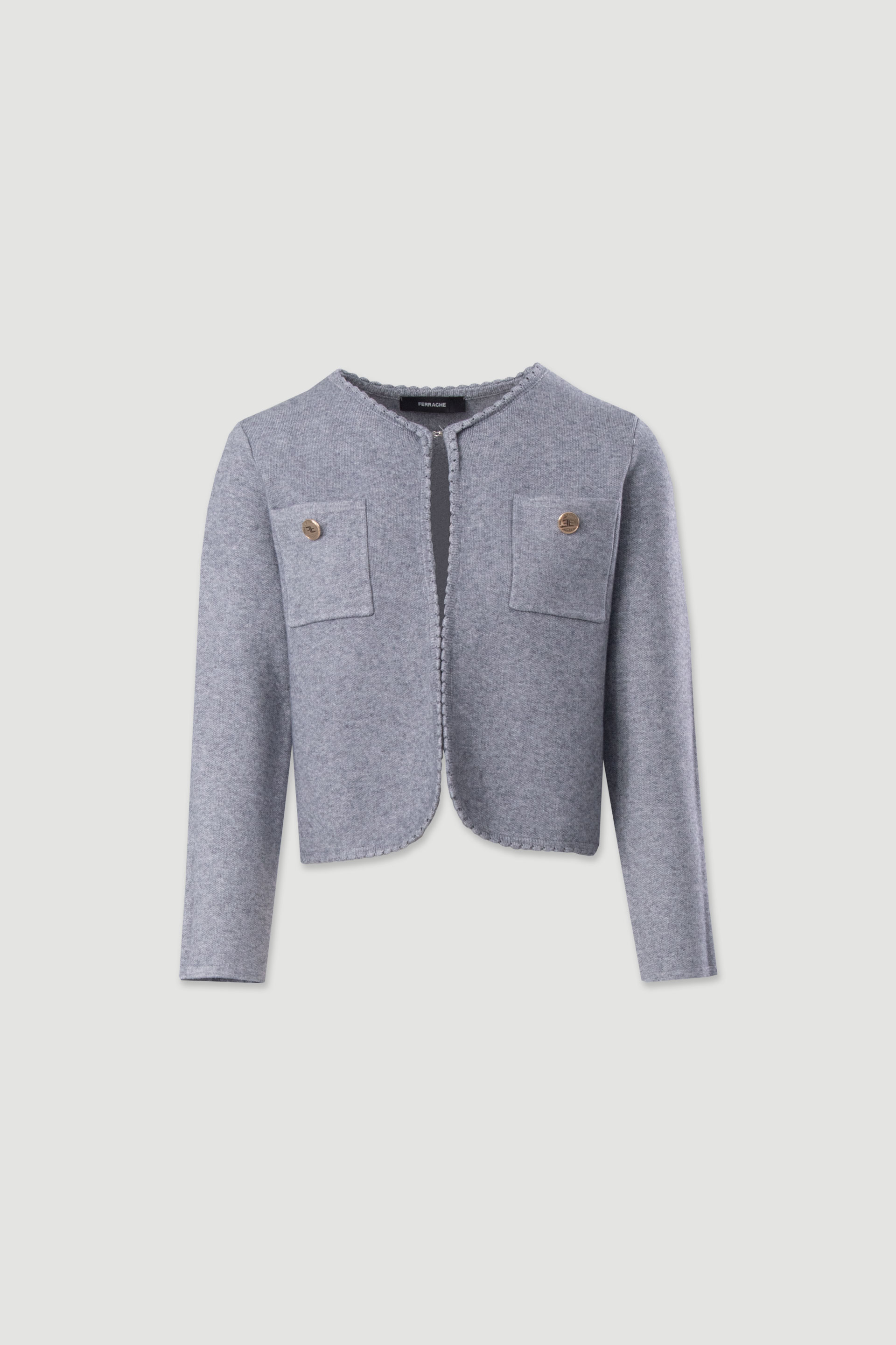 Chaqueta corta de punto estructurado con bolsillos frontales