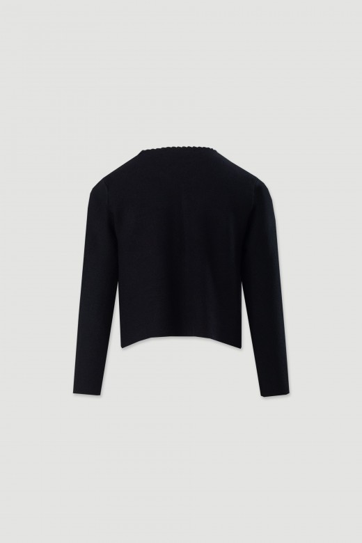 Veste courte en maille structure avec poches frontales