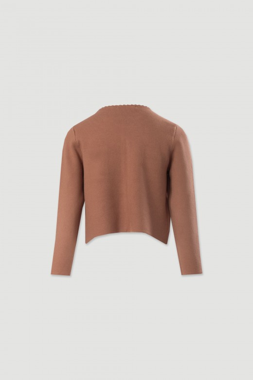 Veste courte en maille structure avec poches frontales