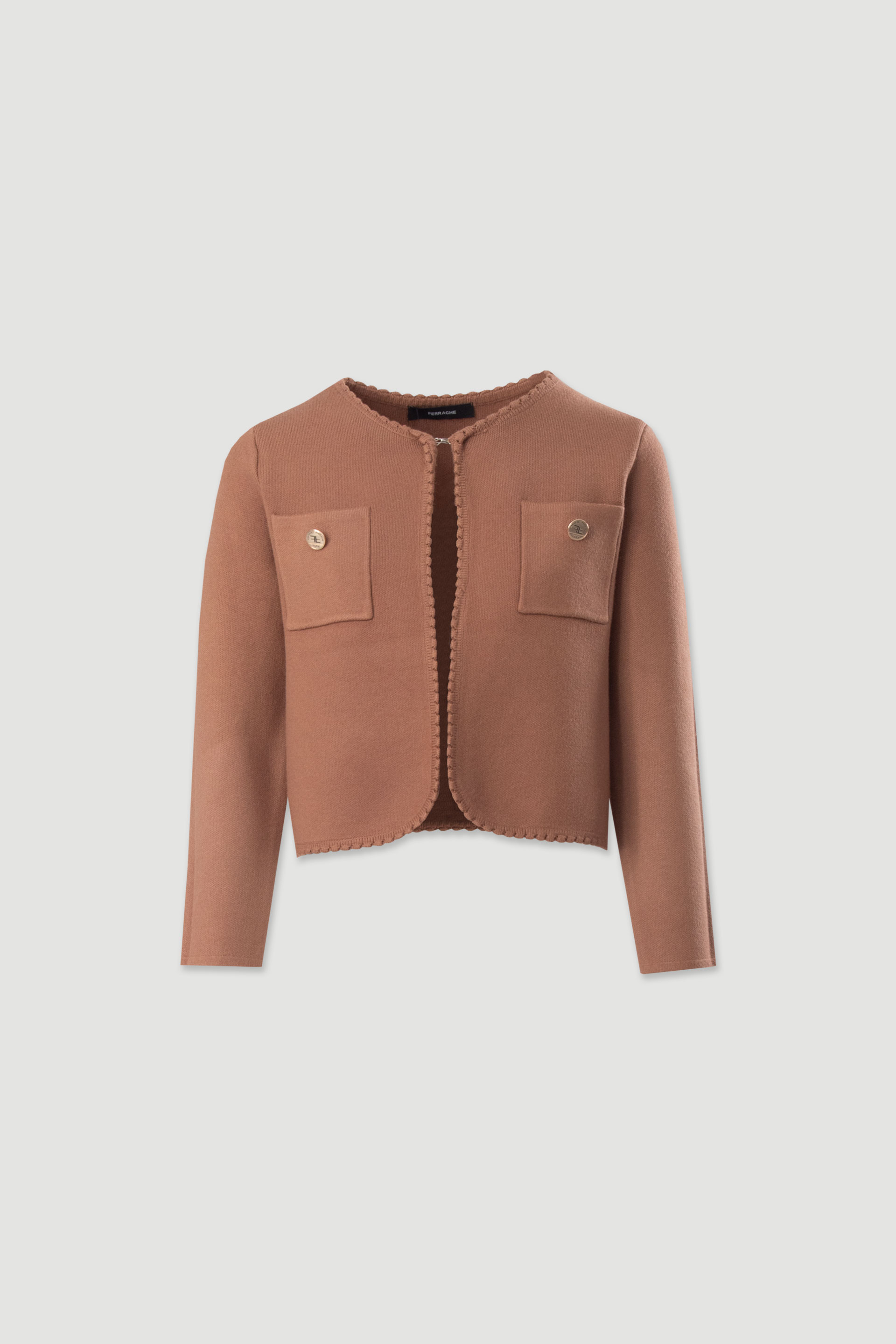 Chaqueta corta de punto estructurado con bolsillos frontales