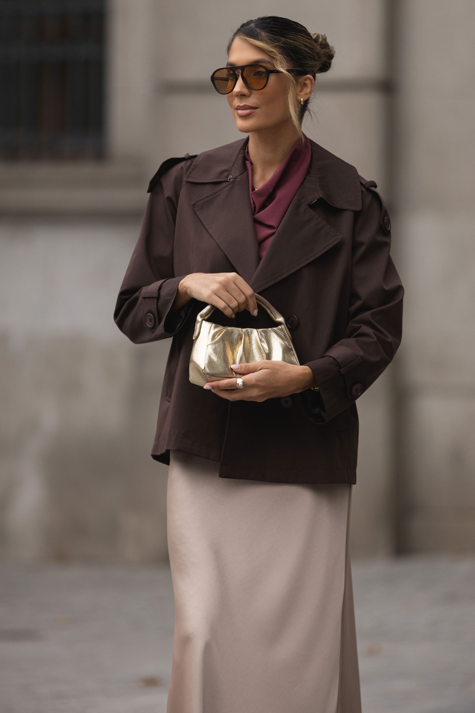 Gabardina corta cruzada