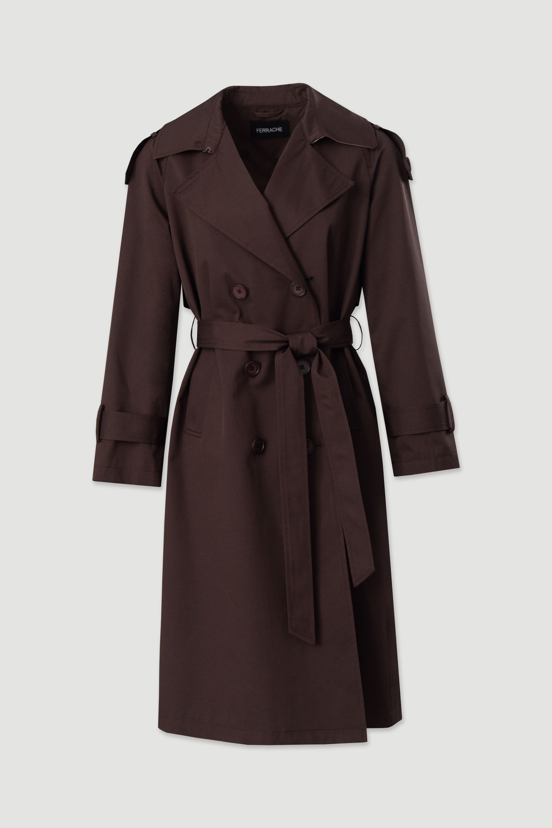 Gabardina larga clásica con cinturón