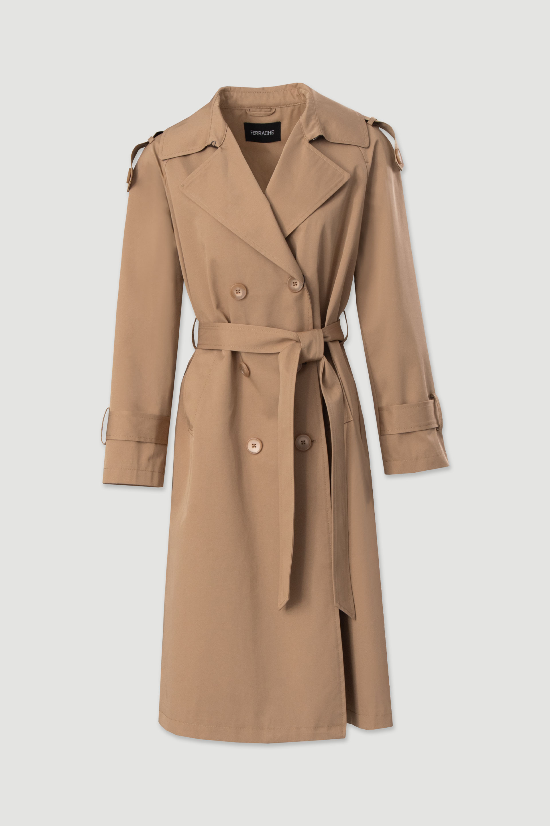 Gabardina larga clásica con cinturón