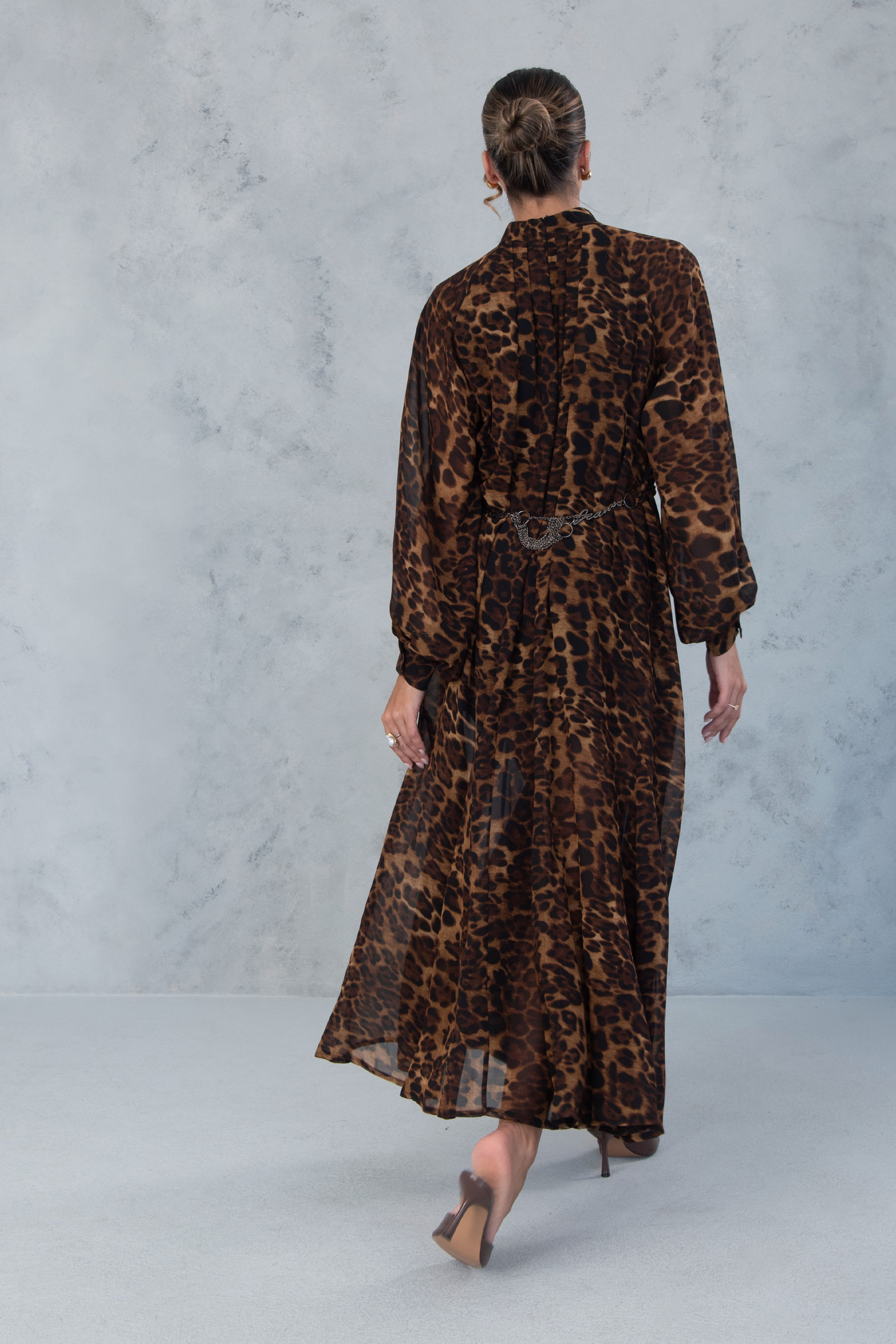 Vestido largo con estampado animal