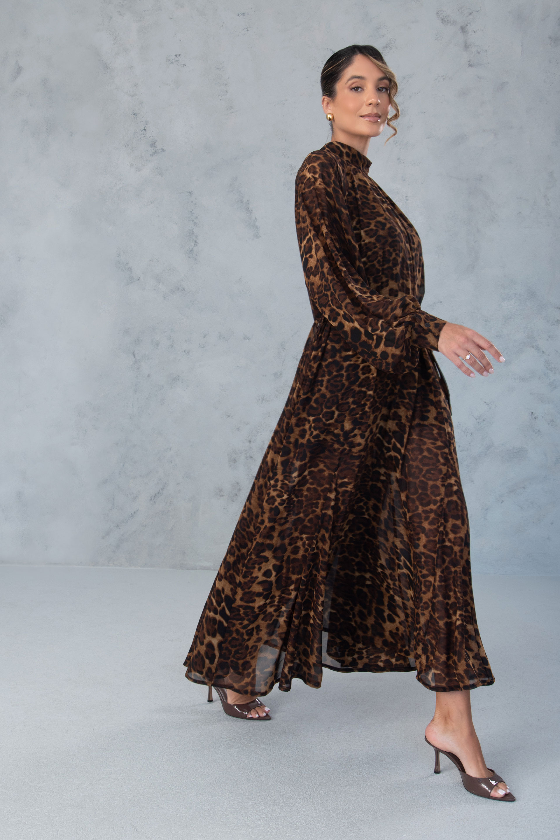 Vestido largo con estampado animal