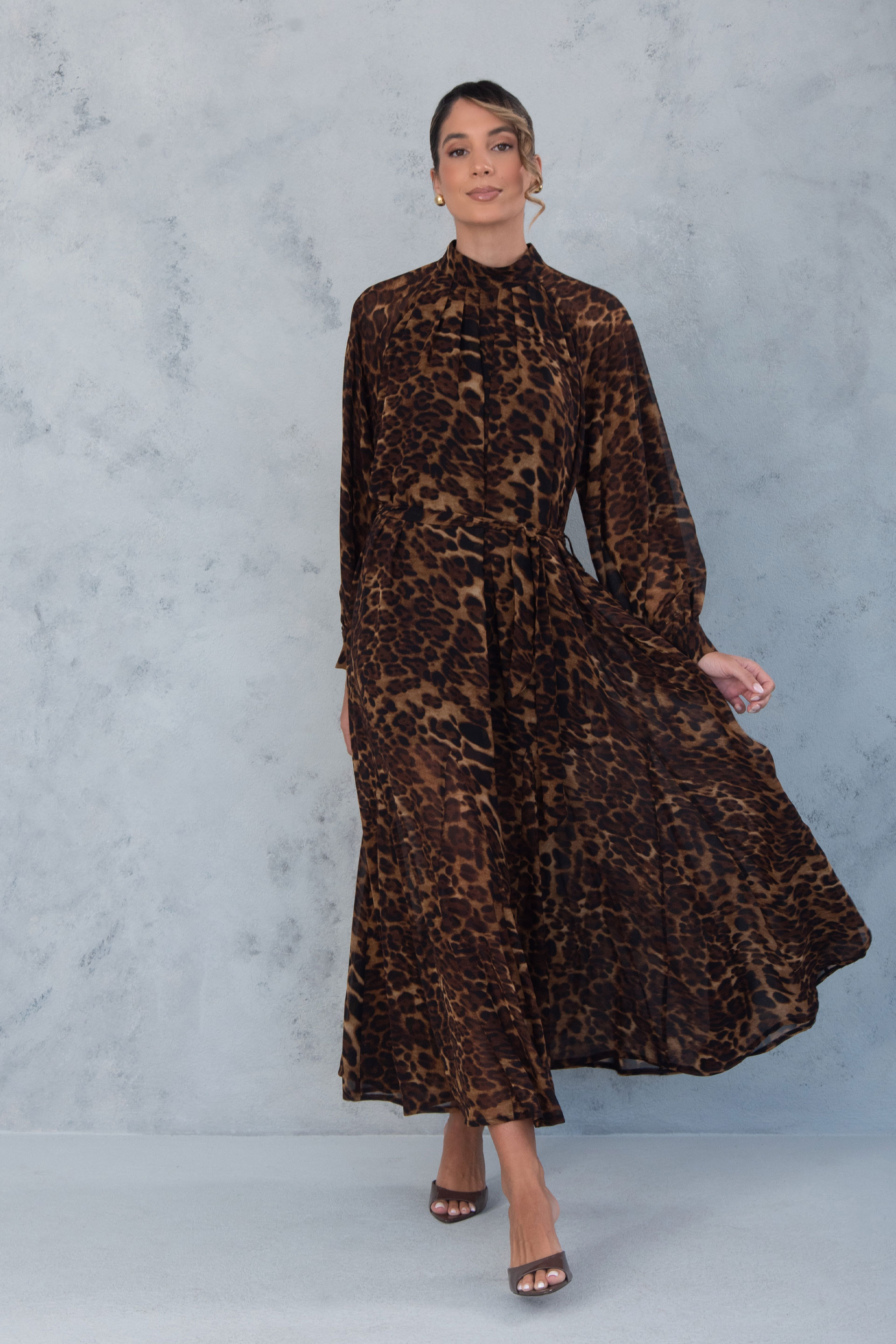 Vestido largo con estampado animal