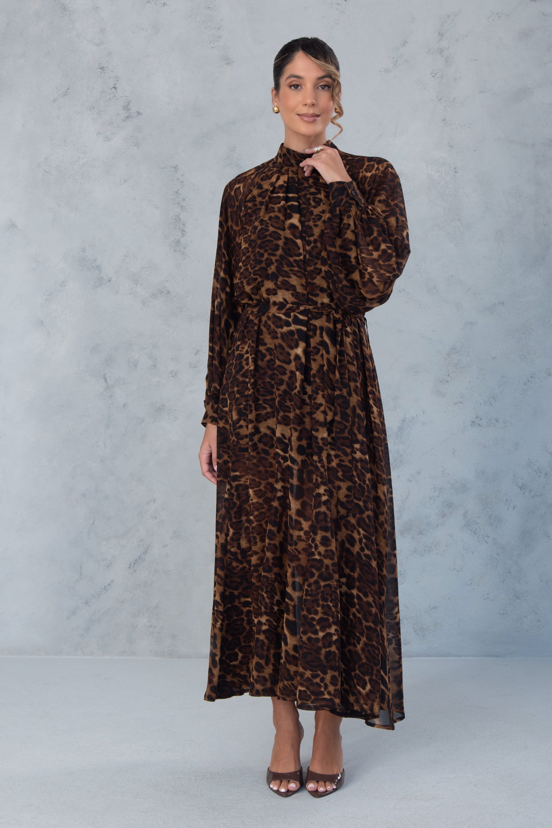 Vestido largo con estampado animal