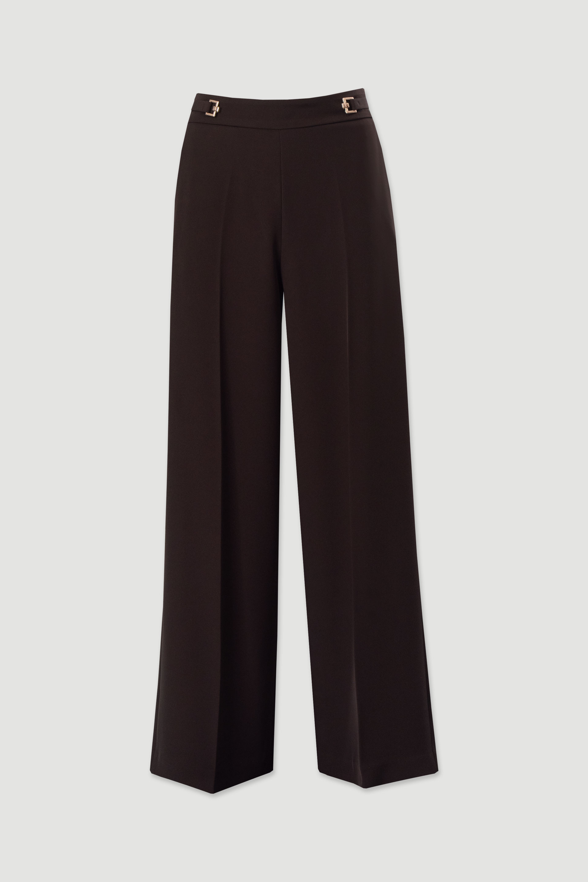 Calça wide leg com detalhe de fivelas