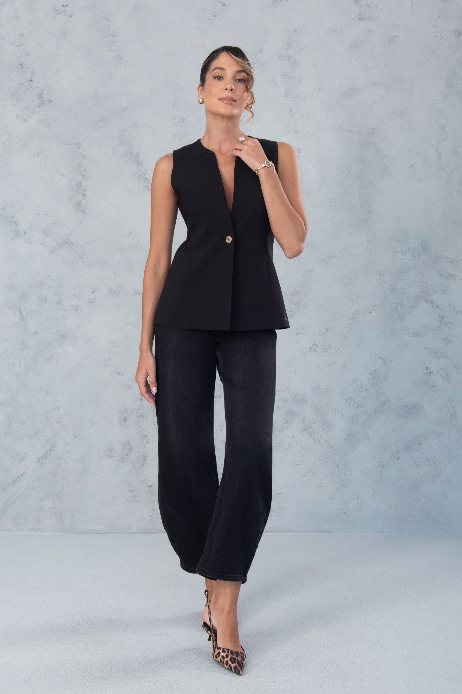 Jeans estilo globo de tiro alto