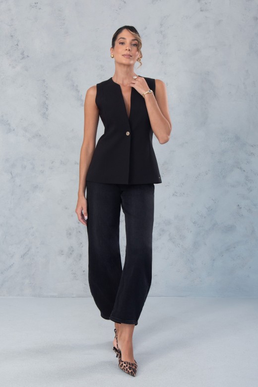 Jean balloon taille haute