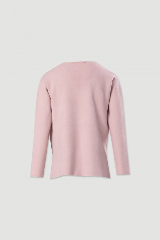 Knit sweater with v-neckline