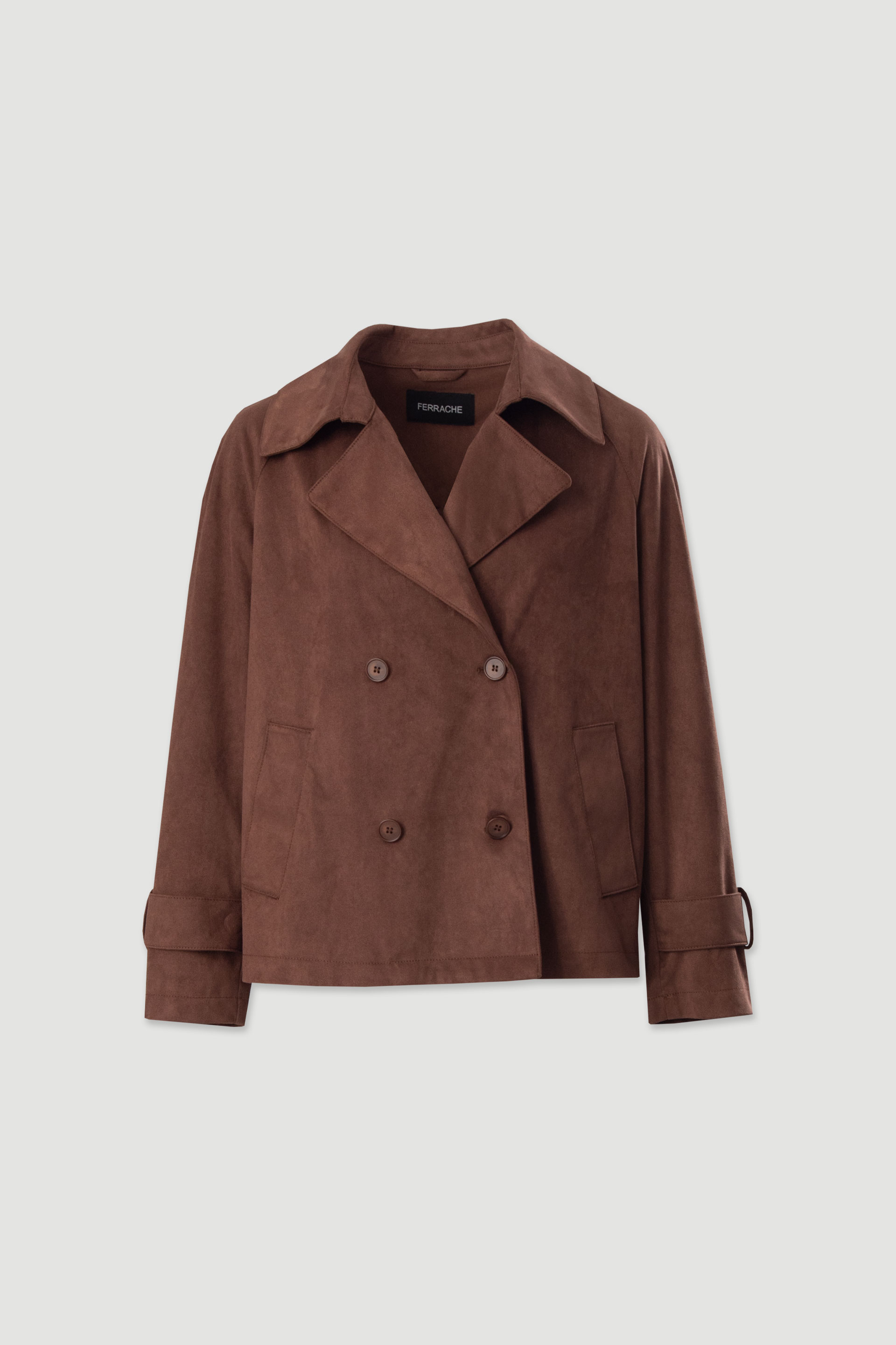 Casaco de trespasse efeito camurça