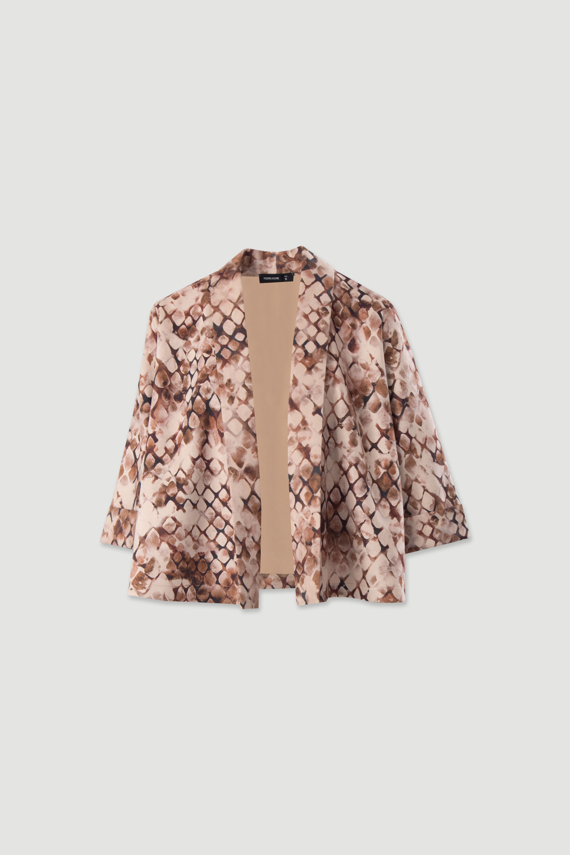 Casaco curto aberto com estampado