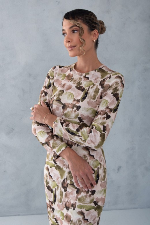 Vestido midi de malha estampado