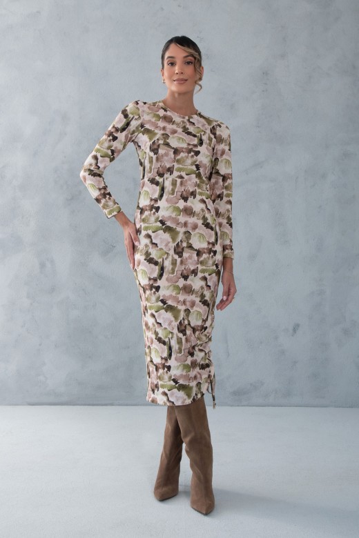 Vestido midi de malha estampado
