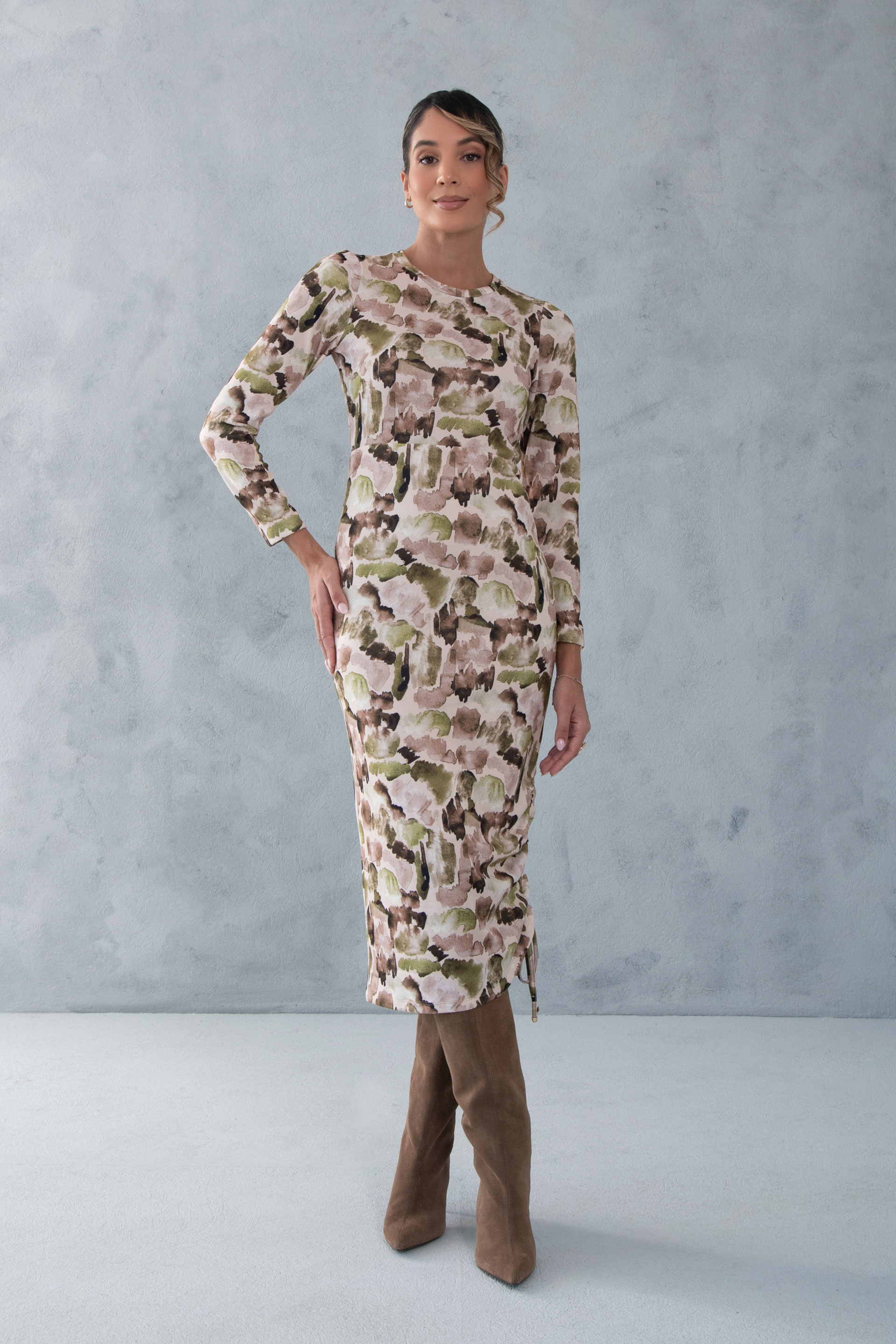 Robe midi imprimée en maille