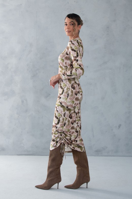 Vestido midi de malha estampado